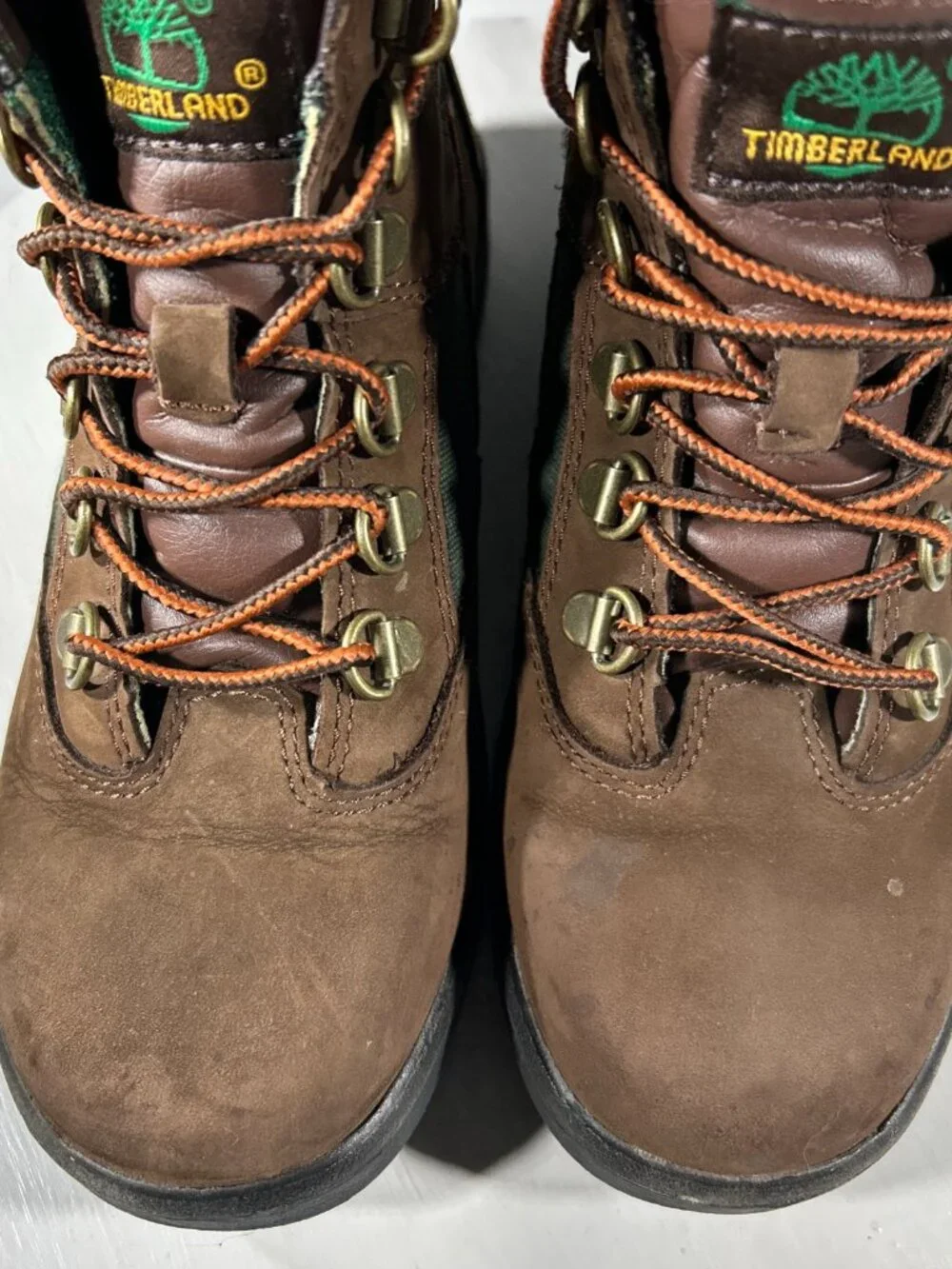 Timberland Boys Leather Hiking Boots Brown Size 3 Ankle Shoes Outdoor Field Kids